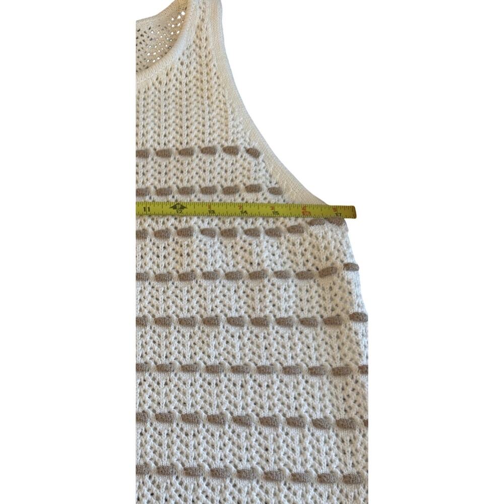 Loft crochet White and beige Cotton Tank Top Blouse Sleeveless Sweater Women’s M - Picture 7 of 8